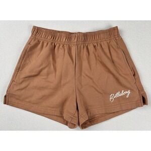 Billabong Women's Fleece Lounge Shorts Brown Elastic Waist XS Casual Logo